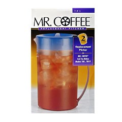 Mr Coffee TM1.7 Iced Tea Maker 2 Quart Pitcher, Lid, & Brew Basket Blue
